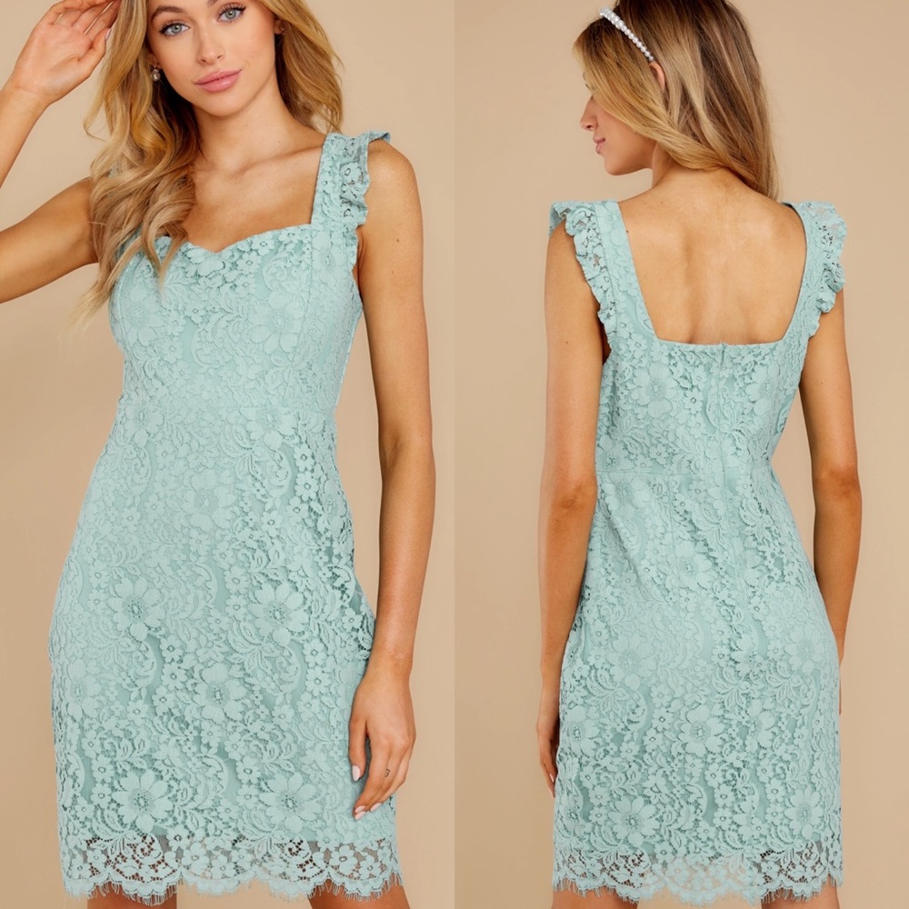 Lace Dress - Light Blue/Sage